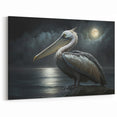 Moonlit Pelican Wall Art - Serene Nighttime Pelican Decor for Tranquil Spaces