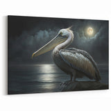 Moonlit Pelican Wall Art - Serene Nighttime Pelican Decor for Tranquil Spaces