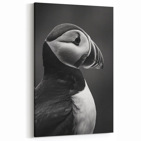 Elegant Black and White Puffin Art - Modern Puffin Decor for Homes