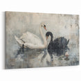 Black and White Swan Wall Art - Graceful Swan Canvas Decor Print