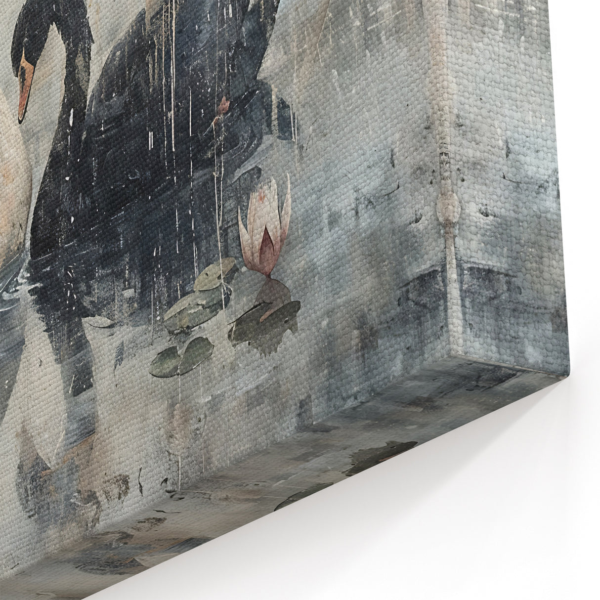 Black and White Swan Wall Art - Graceful Swan Canvas Decor Print