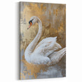 Golden Swan Wall Art | Luxurious Swan Canvas Decor with Gold Accents
