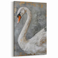 Textured Swan Wall Art - Elegant Swan Canvas Decor with Gold Highlights