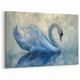 Blue Swan Wall Art - Vibrant Swan Canvas Decor with Textured Finish