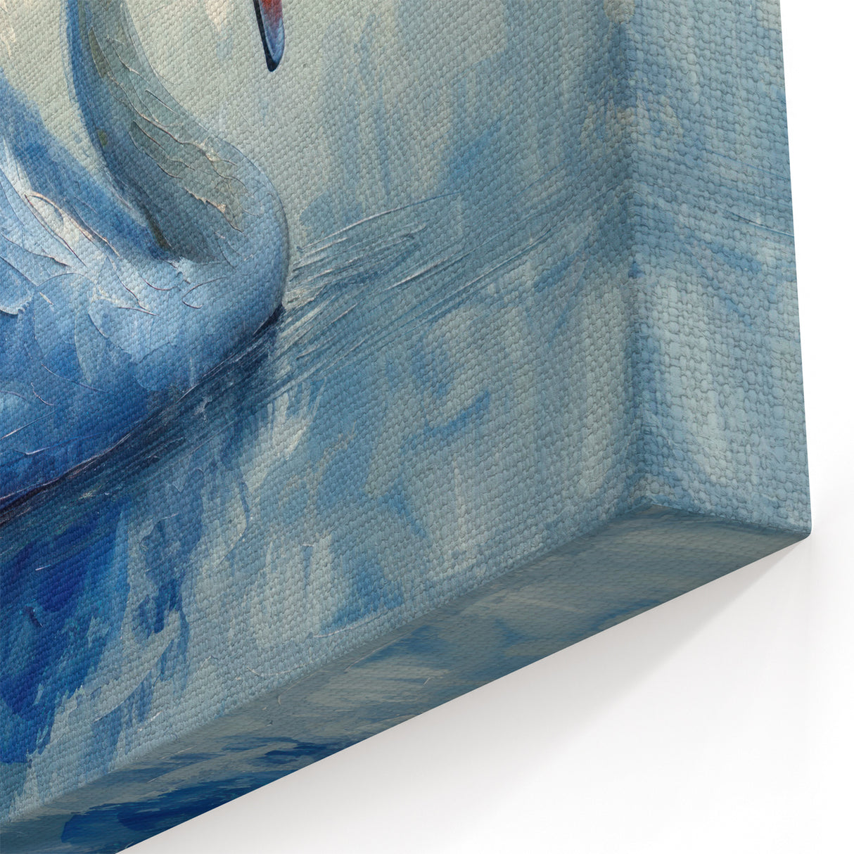 Blue Swan Wall Art - Vibrant Swan Canvas Decor with Textured Finish