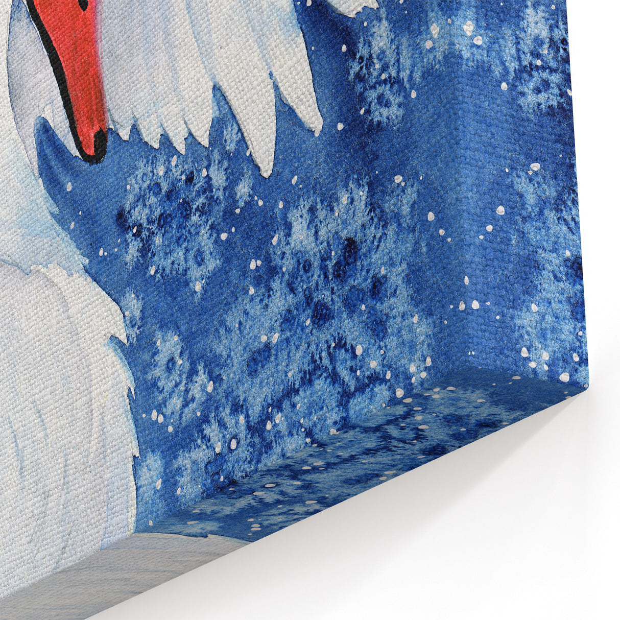 Winter Swan Wall Art - Artistic Swan Canvas Print with Snowy Backdrop