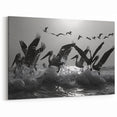 Dramatic Pelican Silhouette - Black & White Sea Birds Wall Art Print