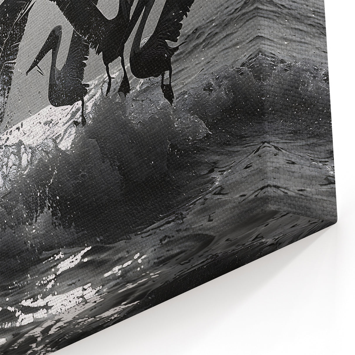 Dramatic Pelican Silhouette - Black & White Sea Birds Wall Art Print