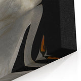 White Swan Reflection Wall Art - Elegant Swan Canvas with Black Background