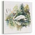 Watercolor Swan Wall Art - Serene Swan Canvas Print with Nature Scene