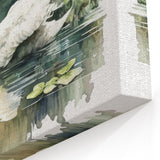 Watercolor Swan Wall Art - Serene Swan Canvas Print with Nature Scene