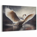Majestic Swan Wall Art - Powerful Swan Canvas Print with Spread Wings