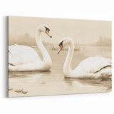Vintage Swan Wall Art - Sepia-Toned Swan Canvas Print with Retro Charm