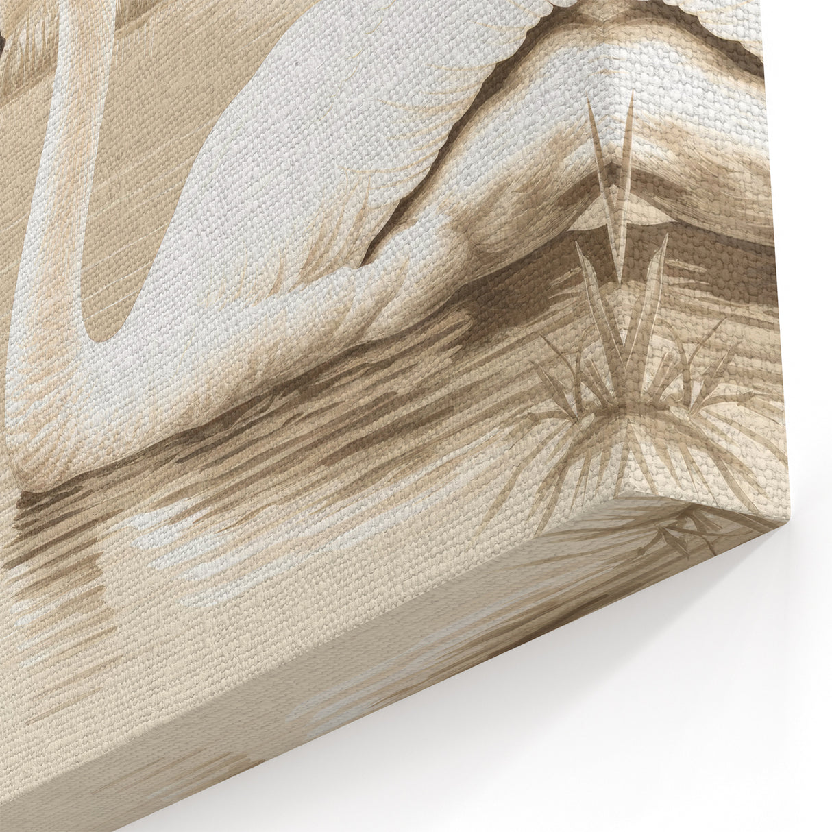 Vintage Swan Wall Art - Sepia-Toned Swan Canvas Print with Retro Charm