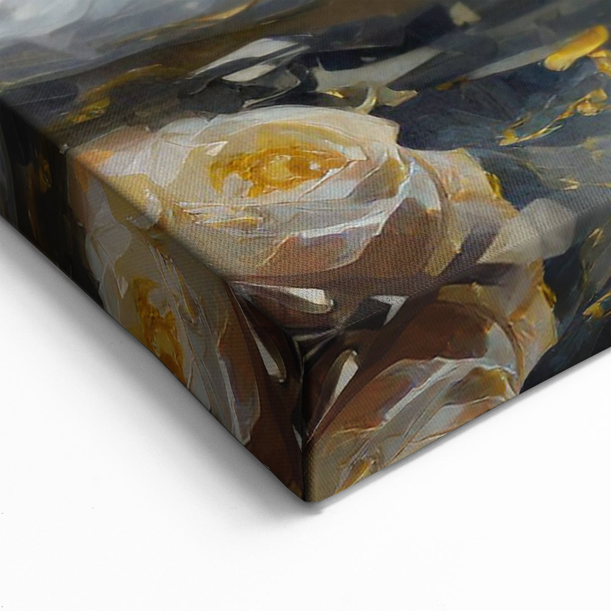 Romantic Swan Wall Art - Black and White Swan Canvas with Golden Roses