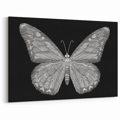 Elegant Butterfly Wall Art - Monochrome Canvas Print & Framed Decor