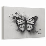 Abstract Butterfly Wall Art - Dynamic Black & White Nature Decor