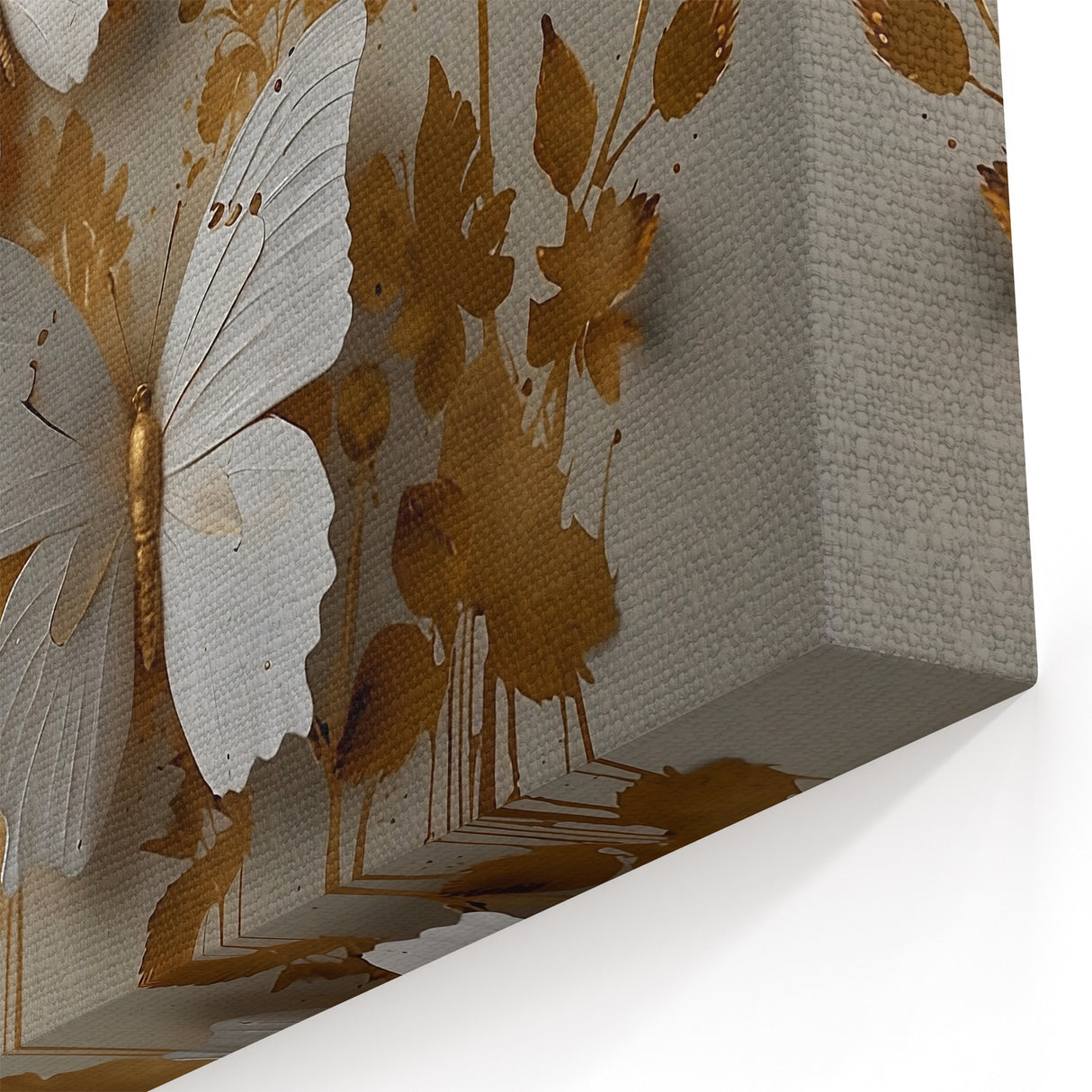 Golden Elegance Butterfly Wall Art - Luxurious Canvas & Framed Print