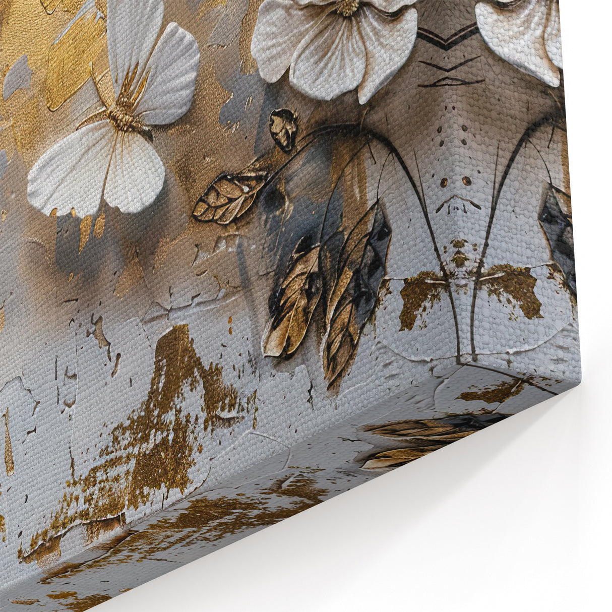 Golden Butterfly & Floral Wall Art - Elegant Canvas Print & Decor