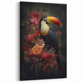 Tropical Toucan with Flowers Wall Art - Exotic Birds Canvas Print Decor