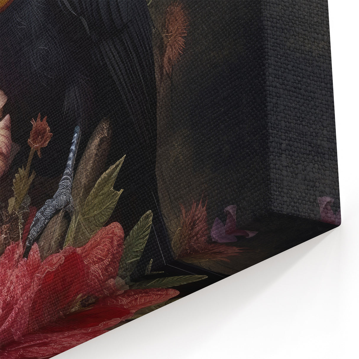 Tropical Toucan with Flowers Wall Art - Exotic Birds Canvas Print Decor