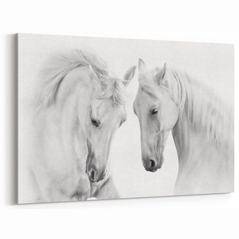 Graceful Horse Wall Art - Elegant Black & White Horse Canvas Print