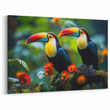 Toucans in Tropical Paradise Wall Art - Exotic Birds Canvas Print Decor