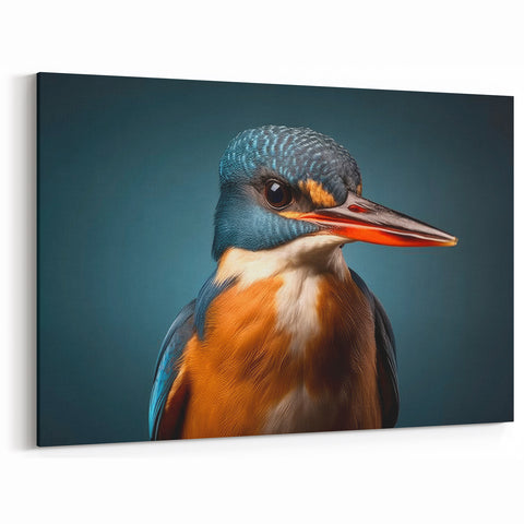 Kingfisher Portrait Wall Art - Elegant Tropical Birds Canvas Print Decor