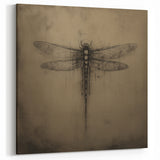 Dragonfly Wall Art - Vintage Charm in Monochrome - Dragonfly Canvas Print