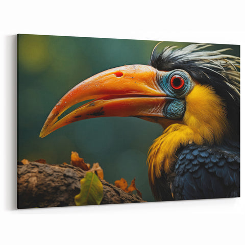 Dramatic Toucan Portrait Wall Art - Tropical Birds Canvas Print Decor