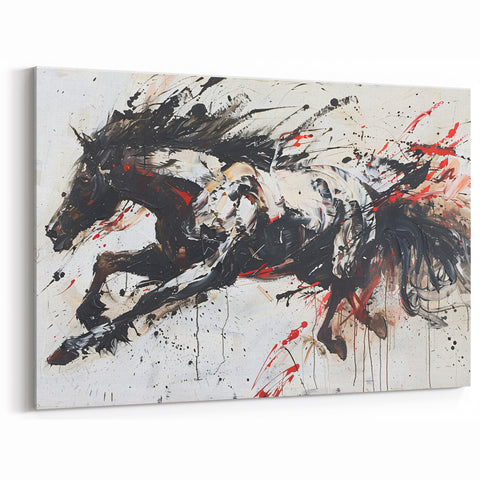 Dynamic Horse Wall Art - Energetic Horse Canvas Print in Black and White
