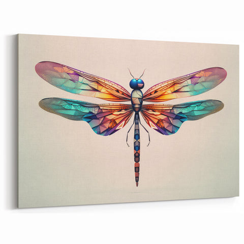 Dragonfly Wall Art - Vibrant Geometric Design - Dragonfly Canvas Print