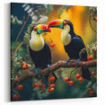 Toucans on a Branch Wall Art - Vibrant Tropical Birds Canvas Print Decor