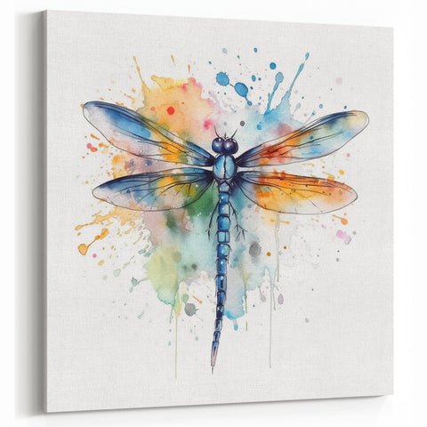 Dragonfly Wall Art - Watercolor Insect Canvas & Framed Print Decor
