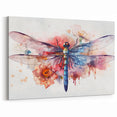 Dragonfly Wall Art - Floral Watercolor Elegance - Dragonfly Canvas Print