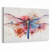 Dragonfly Wall Art - Floral Watercolor Elegance - Dragonfly Canvas Print