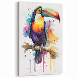 Watercolor Toucan Art Print - Vibrant Tropical Birds Canvas Wall Decor