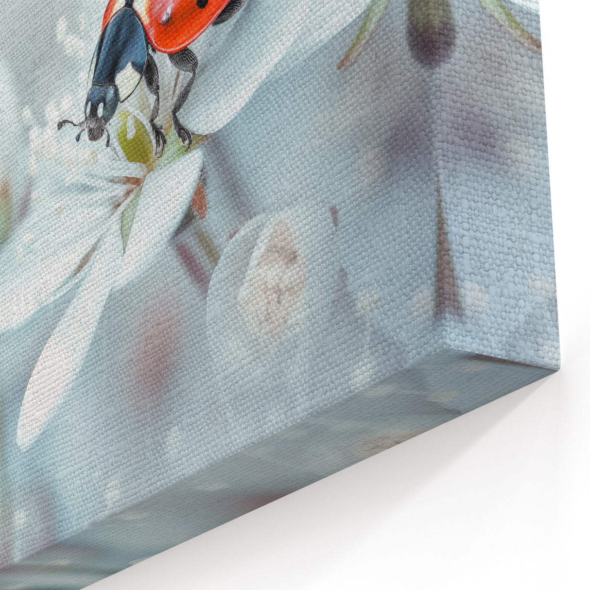 Ladybug on White Flowers - Elegant Ladybug Canvas & Framed Wall Art