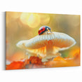 Ladybug on Mushroom - Nature-Inspired Ladybug Canvas & Framed Art"
