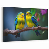 Charming Tropical Bird Pair Wall Art - Vibrant Yellow and Blue Decor
