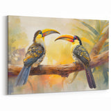 Warm Tropical Bird Pair Wall Art - Soft Tones and Nature Decor