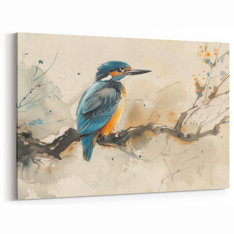 Artistic Kingfisher Wall Art - Soft Watercolor Bird Print | Elegant Decor