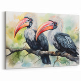 Vibrant Tropical Birds Wall Art - Exotic Birds Canvas Print - Framed Art