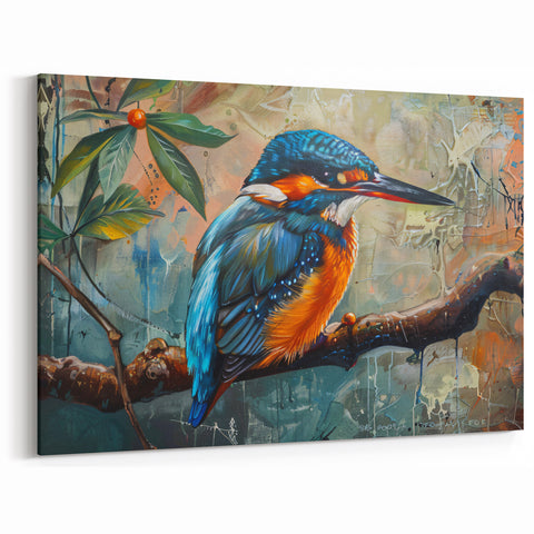 Colorful Tropical Bird Wall Art - Exotic Kingfisher Canvas Print - Framed Art