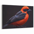 Striking Tropical Bird Wall Art - Bold Red and Black Canvas Print - Framed Art