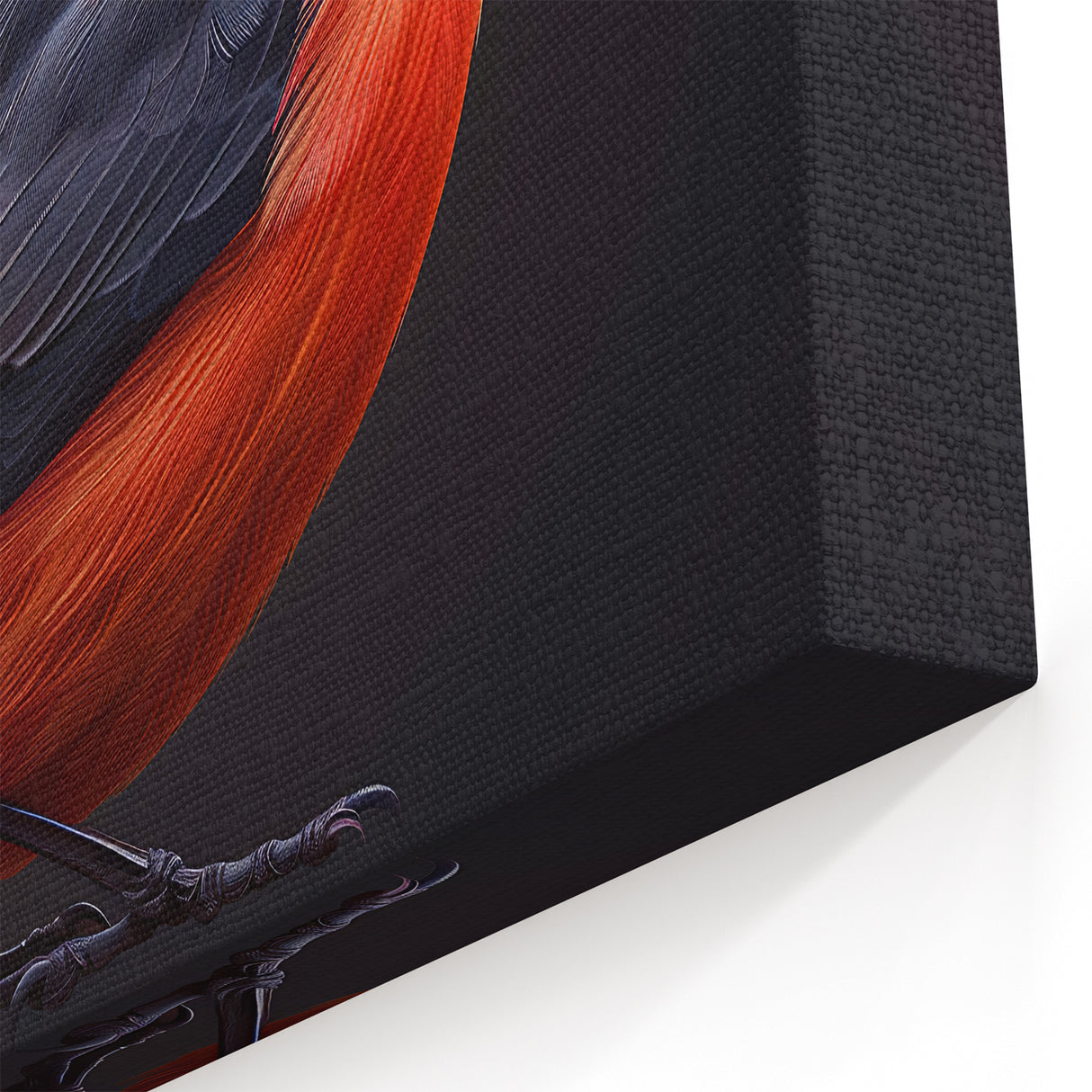 Striking Tropical Bird Wall Art - Bold Red and Black Canvas Print - Framed Art