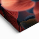 Floral Tropical Bird Wall Art - Vibrant Red and Coral Canvas Print - Framed Art