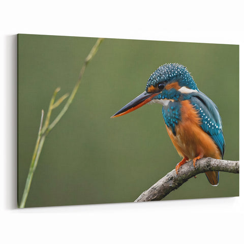 Serene Kingfisher Wall Art - Natural Tropical Bird Canvas Print - Framed Art