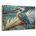 Elegant Kingfisher Wall Art - Serene Tropical Bird Canvas Print - Framed Art