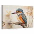 Watercolor Kingfisher Wall Art - Elegant Tropical Bird Canvas Print - Framed Art